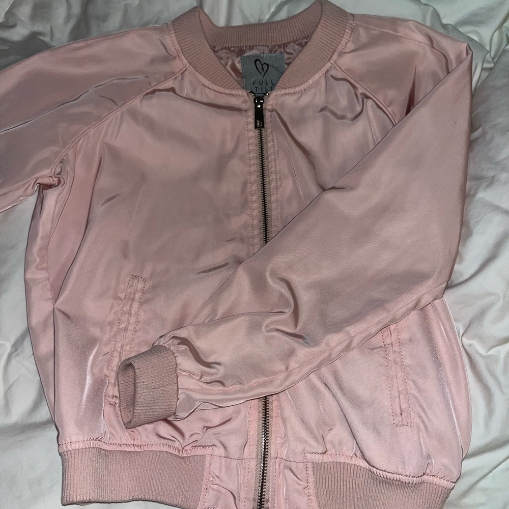 Pink Zip Up Bomber Jacket